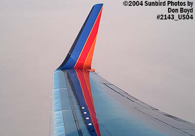 Wing of Southwest Airlines B737-7H4 aviation airline stock photo #2143