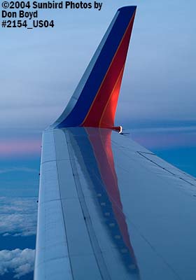 Wing of Southwest Airlines B737-7H4 aviation airline stock photo #2154