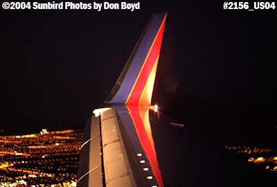 Wing of Southwest Airlines B737-7H4 over Las Vegas aviation airline stock photo #2156