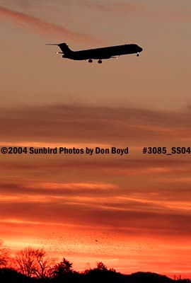 American Airlines MD-80 on approach at sunset aviation airline stock photo #3085