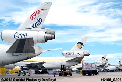 South Winds Cargo and Cielos cargo DC10's on the Western U ramp at MIA aviation cargo airline stock photo #6408