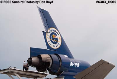 Maintenance on #2 engine of Gemini Air Cargo DC10-30F aviation cargo airline stock photo #6383