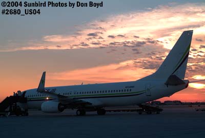 Miami Air International's B737-8Q8 N734MA on the ramp at sunset aviation stock photo #2680