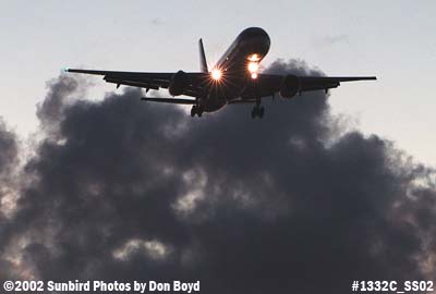 UPS B757-24APF on approach after sunset aviation stock photo #1332C