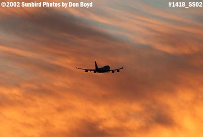 B747-400 takeoff into a gorgeous sunset sky aviation stock photo #1418L
