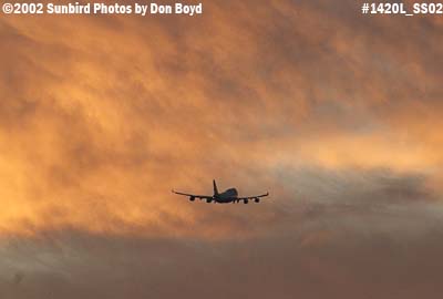 B747-400 takeoff into a gorgeous sunset sky aviation stock photo #1420L