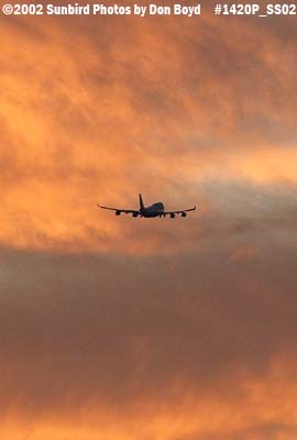 B747-400 takeoff into a gorgeous sunset sky aviation stock photo #1420P