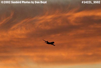 B747-400 takeoff into a gorgeous sunset sky aviation stock photo #1422L