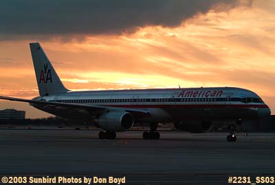 American Airlines B757-223 at sunset aviation stock photo #2231