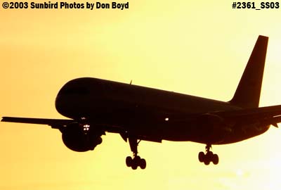 Delta Airlines B757 approach at sunset aviation stock photo #2361