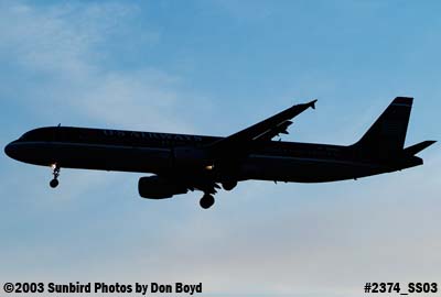 U S Airways A321-211 N184US approach at sunset aviation stock photo #2374