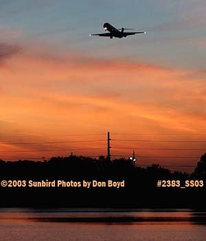 Unknown MD-80 approach after sunset aviation stock photo #2383