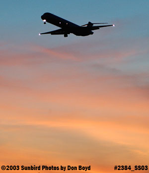 Unknown MD-80 approach after sunset aviation stock photo #2384