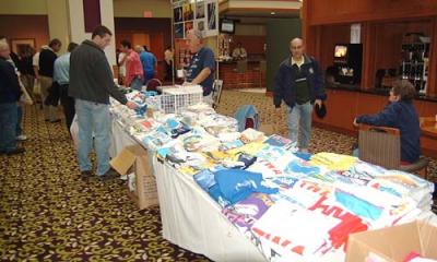 Bryant Pettit and TriStar Inc.'s airliner t-shirts tables at the 2005 Boston Airline Show, photo #7207