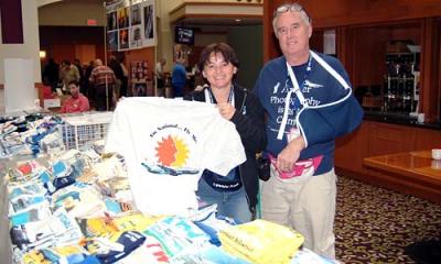 Mary and Bryant Pettit at their TriStar Inc.'s display tables at the 2005 Boston Airline Show, photo #7221