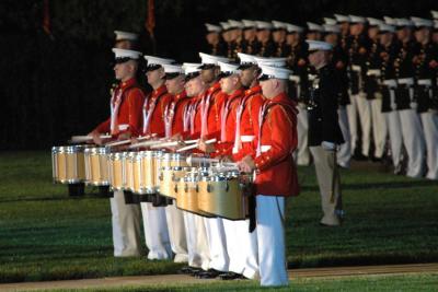 Drummers from the USMC Drum & Bugle Corps