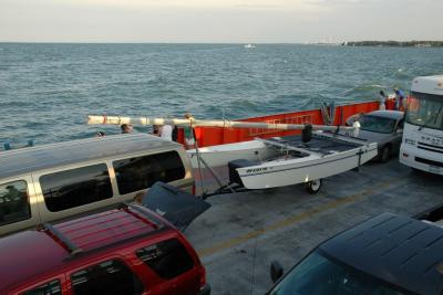 Our Prindle 18 catamaran on the ferry