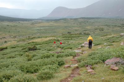 A light rain adds to the joy of the 8 mile hike back to camp