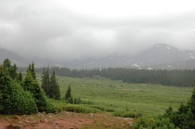 Rain covering the mountains behind us