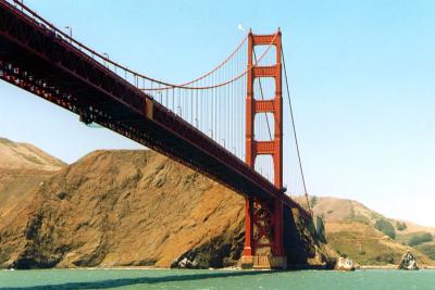 Golden Gate Bridge from a harbor tour boat