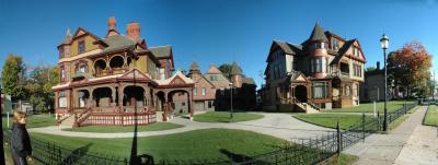 180 degree panorama of the Hackley & Hume Houses in Muskegon