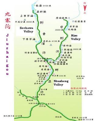Map of Jiuzhaigou