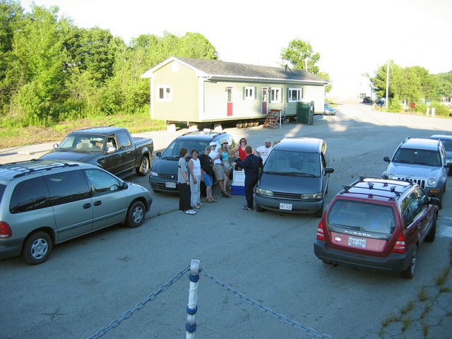 The crew deciding where to eat