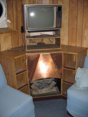 The fireplace in the Captain's Quarters