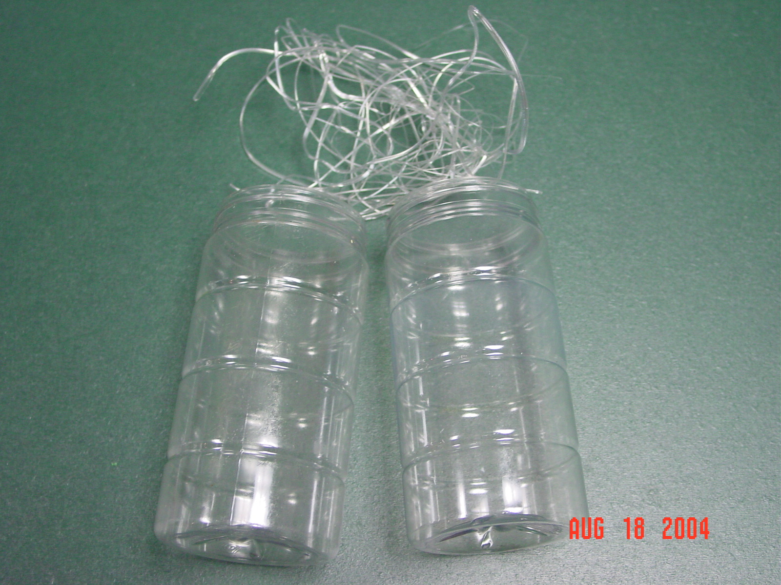 PET clear bottles and string
