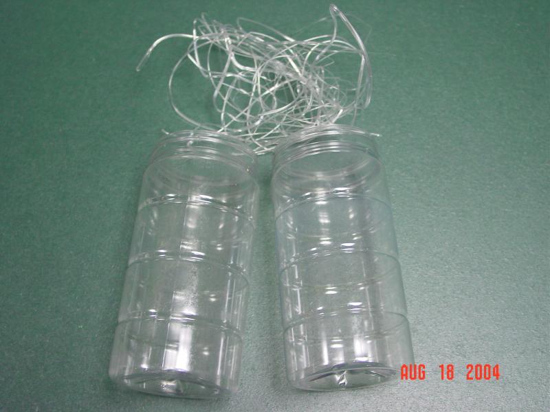 PET clear bottles and string