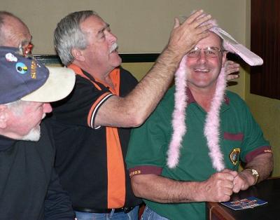 Wayne receiving his pink things !