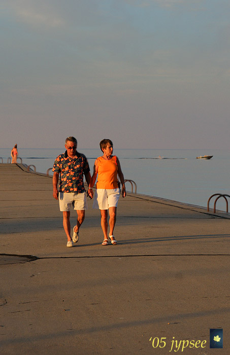 strollers on the breakwater
