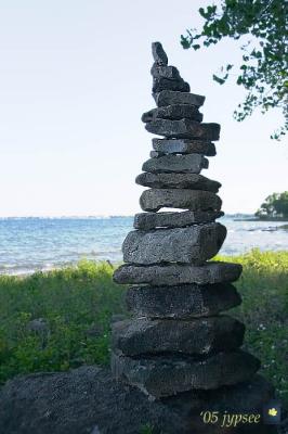 cairn on the shore of Green Bay