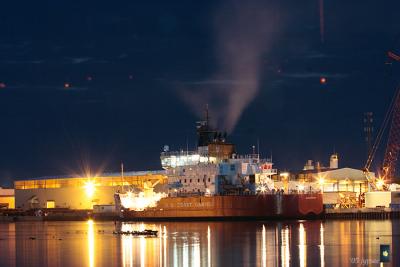 coast guard cutter Mackinaw at her berth