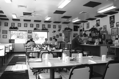 diner in black and white