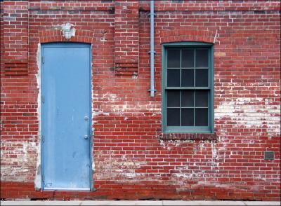 Blue door and red bricks