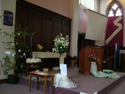 FLOWER DISPLAY IN THE METHODIST CHURCH