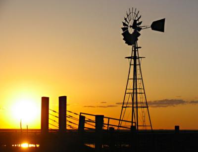 Sunset and Windmill At Claude Hwy 207