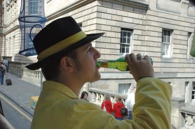 Daniel sneaks a swig