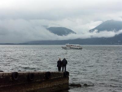 Watching the stormy lake