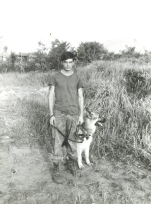 USMC Cpl.Gary Birch  his Scout Dog Kim - Aug 1970