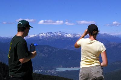 Kev and Kath looking down on Whistler