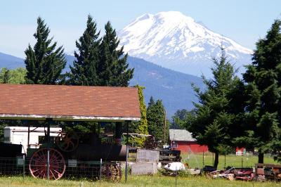farm house facing Mt. Adams on other side of Gorge