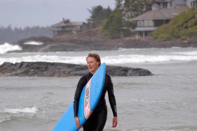 Hana comes off the water