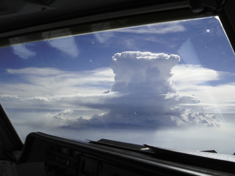 Column of cloud from the cockpit