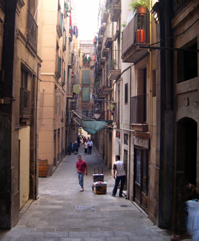 A side street off of Las Ramblas - looking east