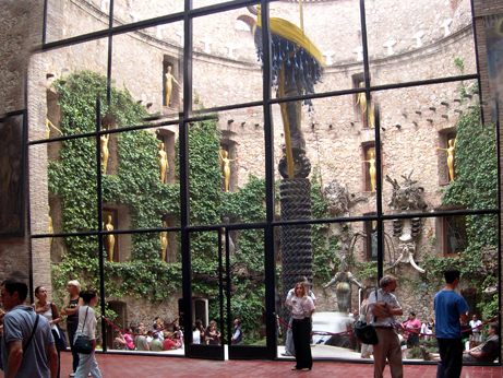 View toward the inner courtyard of the Dal Theater/Museum with its Boat and Black Umbrella statue.