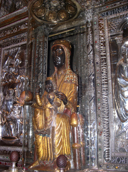 La Moreneta (The Black Virgin) - Patroness of Catalonia. Supposedly carved by St. Luke in 50 a.d. Black from incense & candles.