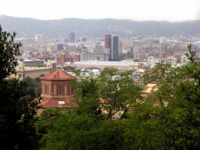 View of  Barcelona from the park area next to the Fundaci Joan Mir on Montjuc.