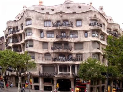 Gaud's Casa Mil  (called La Pedrera - The Quarry for stone facade) on Passeig de Grcia. Modernista challenge to conformity.